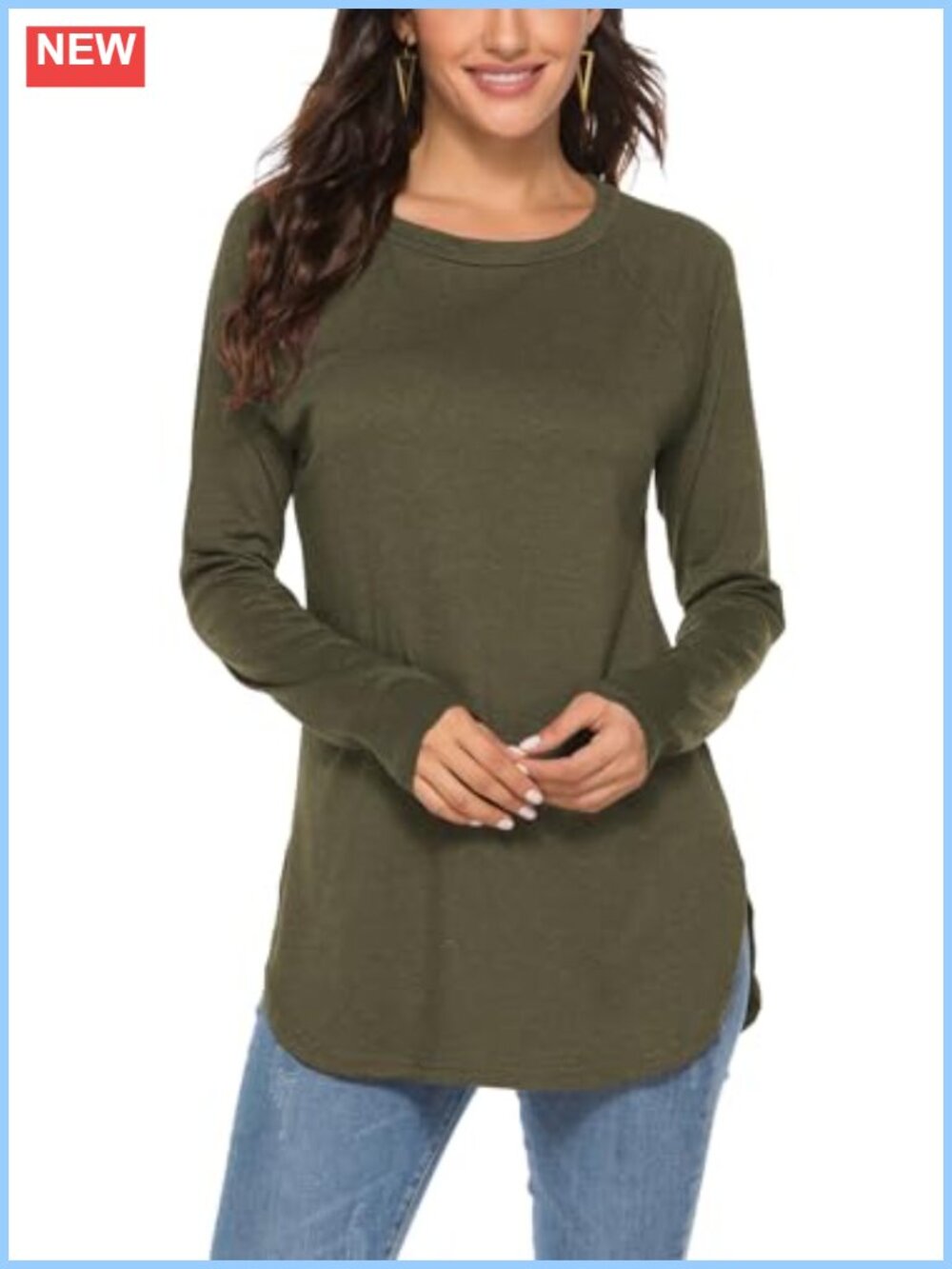 Women's Batwing Long Sleeve Loose Tunic Top Casual Layering Shirt